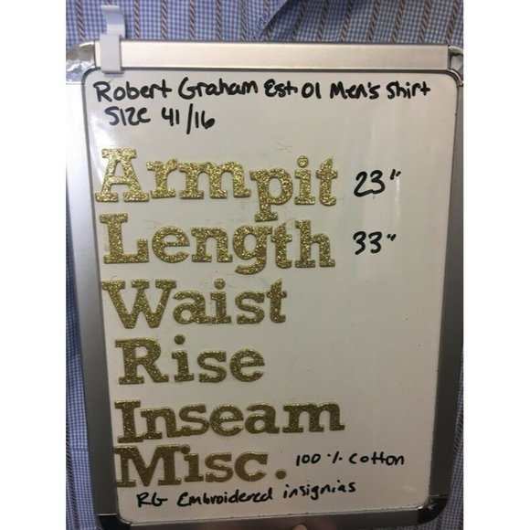 ROBERT GRAHAM EST.01 MENS SHIRT 41/16 BLUE CHECK EUC LONG SLEEVE 100% COTTON - Picture 10 of 10
